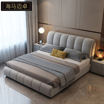 Nordic Cloth Bed Modern minimal master bedroom 1 8m double bed technology cloth free wedding bed soft bag in red bed