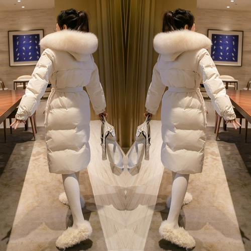 Пуховик, модные сверхдлинные джинсы с начесом, 2020, в корейском стиле, оверсайз