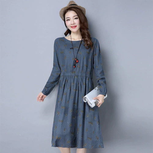 Весеннее осеннее платье, модный летний лонгслив, юбка, из хлопка и льна, 2020 года, городской стиль, яркий броский стиль