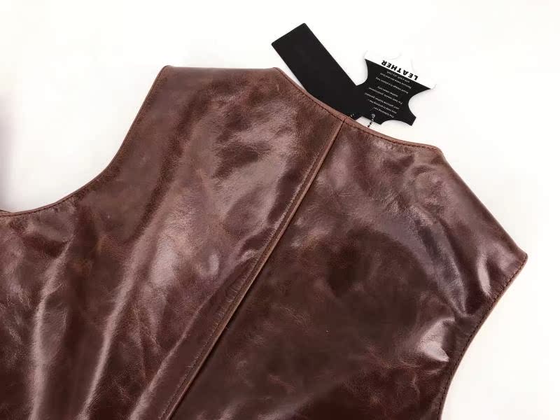 Sonny phúc lợi retro Slim nhập khẩu pha lê mờ đầu sáp da bò da nam vest áo khoác cặp