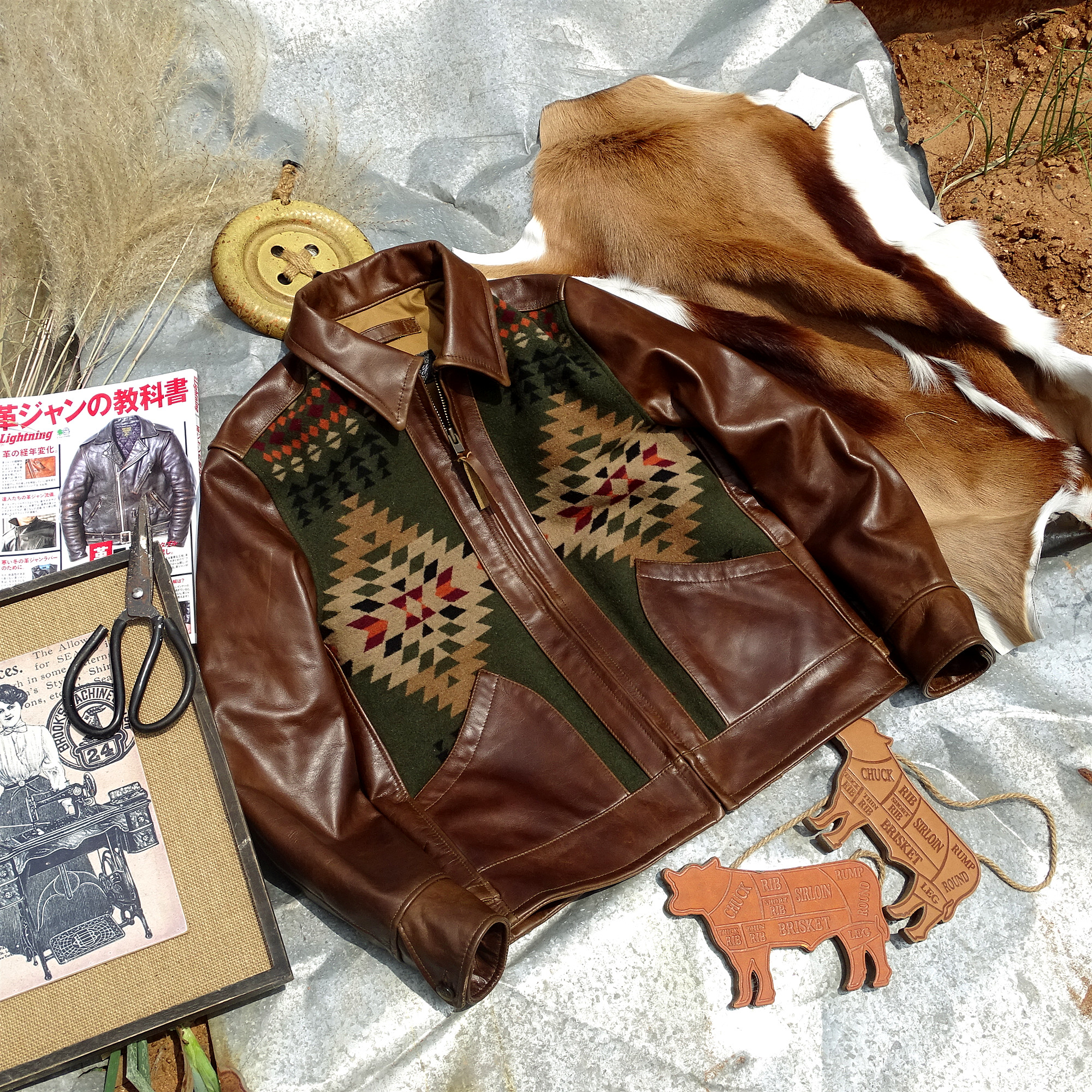 (do now don't count the cost) Navajo totem imported wax-dyed cow leather