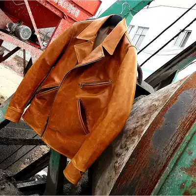 Really no routine to play with cut batik calfskin 1920s Japanese Kaji leather clothes men's leather jacket