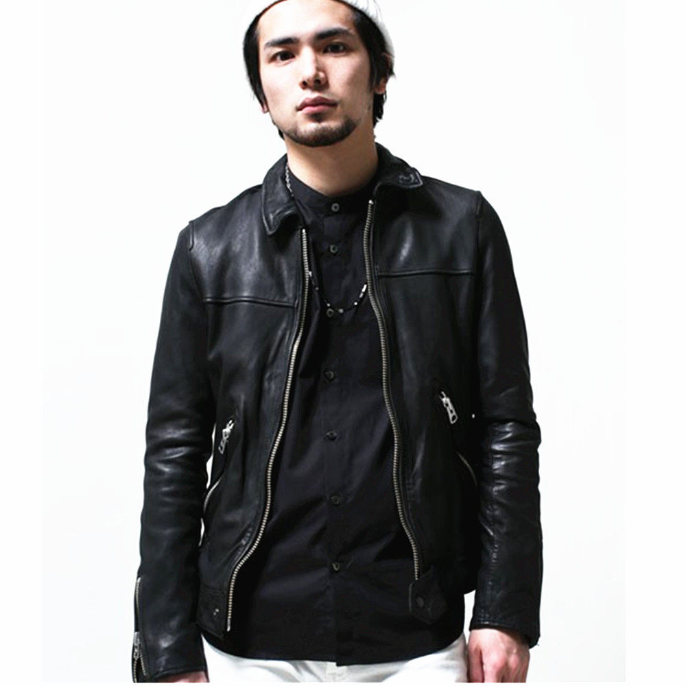 Export to Japan top layer sheepskin Japanese version of classic scimitar sleeve good version genuine leather jacket men's short leather jacket