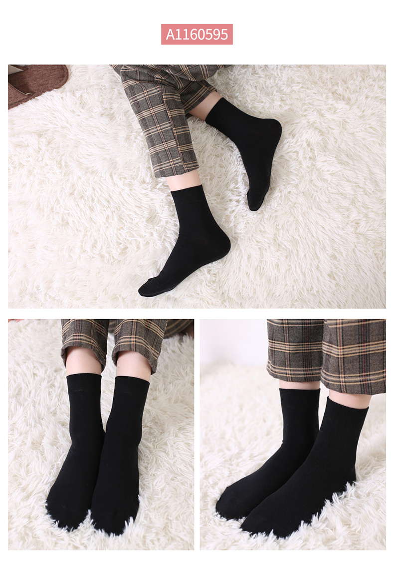 Vớ nữ nguyên chất Hengyuanxiang trong vớ cotton ống bốn mùa vớ đen 100% vớ cotton trong vớ ống khử mùi thoáng khí - Bít tất nữ tất nữ cổ ngắn