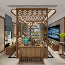Modern New Chinese Xuan Guan Solid Wood Flower Type Partition Living Room Restaurant Hollowed-out Screen TV Wall Book House Bedroom Partition