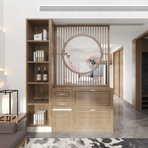 Modern New Chinese Solid Wood Xuan Guan Cabinet Partition Cabinet Shoes Cabinet Living-room Living Room Bedroom Screen Locker Round Cloth Art Screen