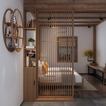 Modern new Chinese solid wood partition cabinet Xuanguan Living room fence partition book room Bedroom partition lockers