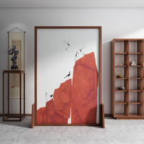 Minima New Chinese Screen Partition Living Room Bedroom Decorator with mobile shielded light extravagant landscape solid wood seat screen