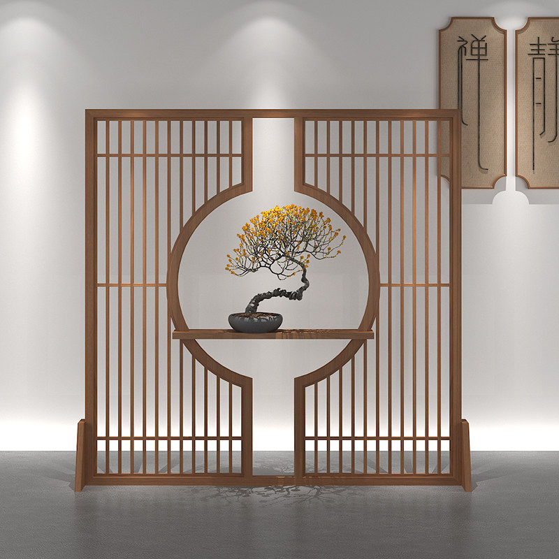 New Chinese Solid Wood Genguan Partition Living Room Screen Partition Hotel Tea Society Custom Minimalist Seat Screen Partition Zen