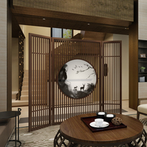 New Chinese solid wood screen Entrance living room mobile custom partition Study bedroom partition seat screen folding screen