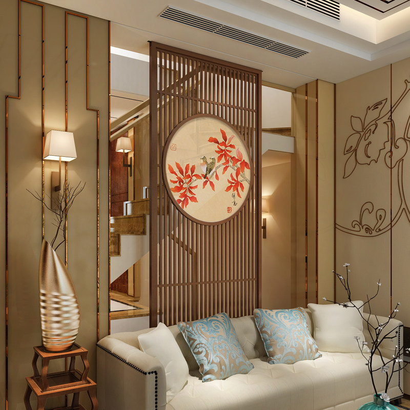Modern Chinese solid wood screen partition Entrance living room partition Hotel tea house custom screen partition Bedroom plug-in screen