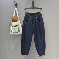 Ретро синие цветные летние тонкие джинсовые штаны, высокая талия, в западном стиле, оверсайз, свободный крой