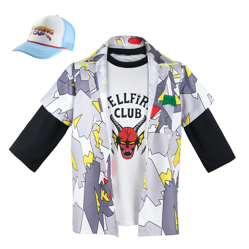 Stranger Things 4Cos Clothing Men's Same Style Hellfire Club T-Shirt Jacket Hat All Year Round Ready-Made Suit Stranger Things 4Cos Clothing Men's Same Style Hellfire Club T-Shirt Jacket Hat All Year Round Ready-Made Suit
