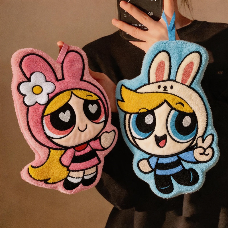 Cartoon Cute Little Girl Hand Towel Hanging Type Thickened Coral Velvet Bathroom Towel Kidsren's Handkerchief Kitchen Rag