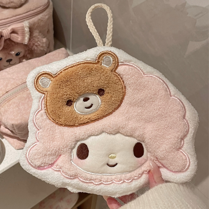 Cute Cartoon Lamb Piano Hand Towel Hanging Type for Kitchen and Bathroom, Coral Fleece, Absorbent, Thickened, Soft Towel