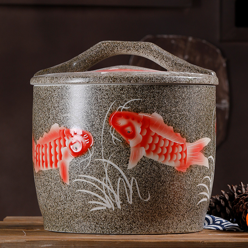 Tide barrel ricer box housing worm seal of household ceramic kitchen seal as cans of tank flour rice storage box 20 jins