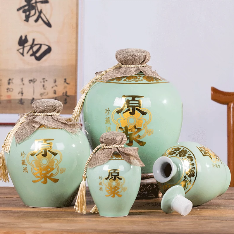 Jingdezhen lọ rượu bằng gốm lọ 1 jin 2 jin 3 jin 5 jin 10 bình gốm gốm sứ - Rượu vang