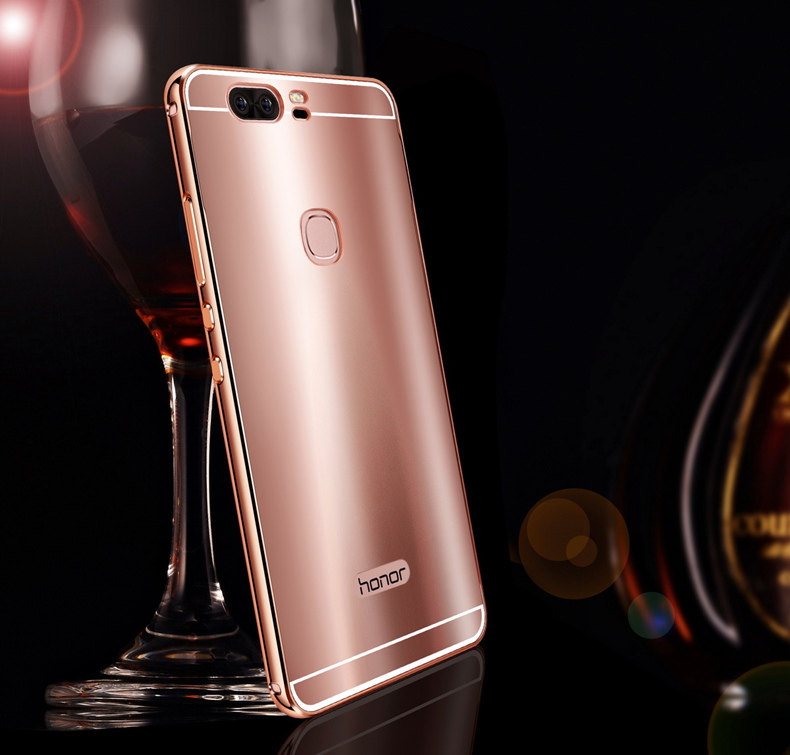 iy Ultra Slim Lightweight Aluminum Metal Bumper Dazzle Color Acrylic Back Cover Case for Huawei Honor V8