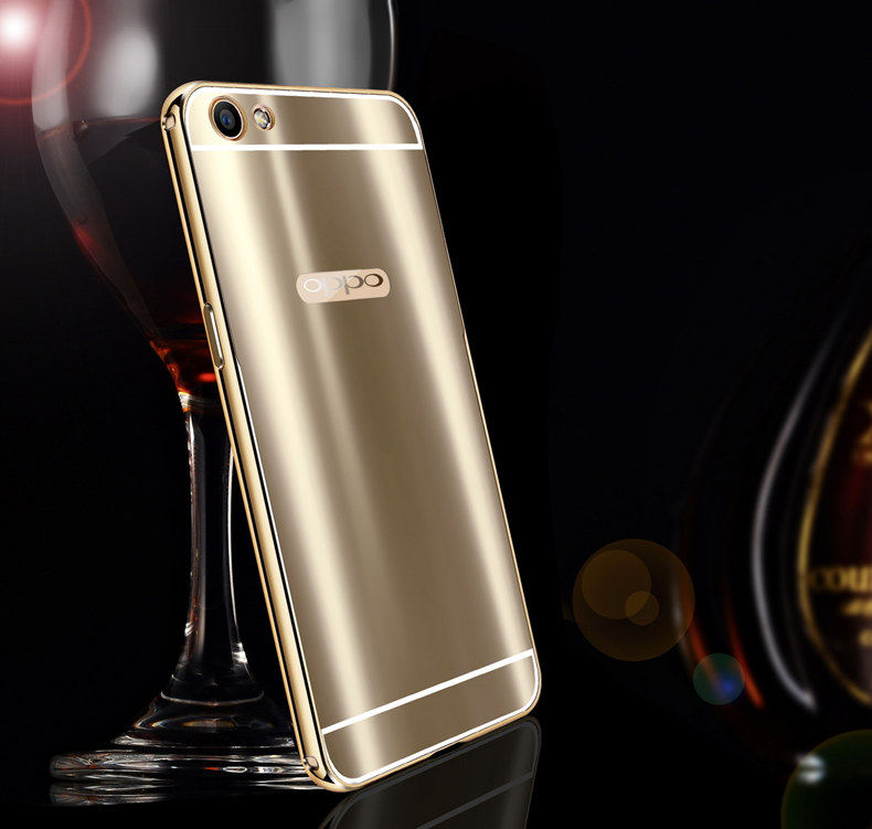 iy Ultra Slim Lightweight Aluminum Metal Bumper Dazzle Color Acrylic Back Cover Case for OPPO R9s