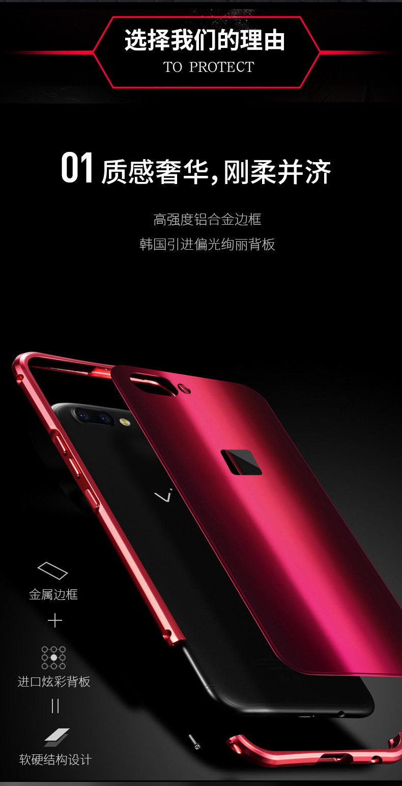 iy Rainbow Aluminum Metal Bumper Dazzle PC Back Cover Case for vivo X20