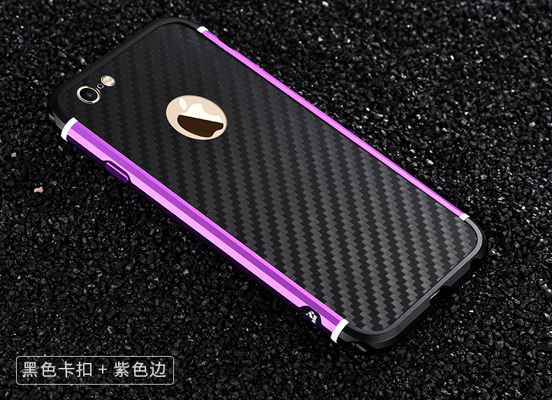 iy Rainbow Aluminum Metal Bumper Carbon Fiber Back Cover Case for Apple iPhone 6S Plus/6 Plus & iPhone 6S/6