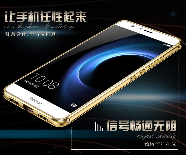 iy Ultra Slim Lightweight Aluminum Metal Bumper Dazzle Color Acrylic Back Cover Case for Huawei Honor V8