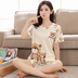 Bộ đồ ngủ nữ mùa hè Cotton tay ngắn Mùa hè Hàn Quốc Cô gái dễ thương Phim hoạt hình tươi Bông phục vụ tại nhà Cô gái mùa hè - Bên ngoài ăn mặc đồ bộ mặc nhà cao cấp Bên ngoài ăn mặc