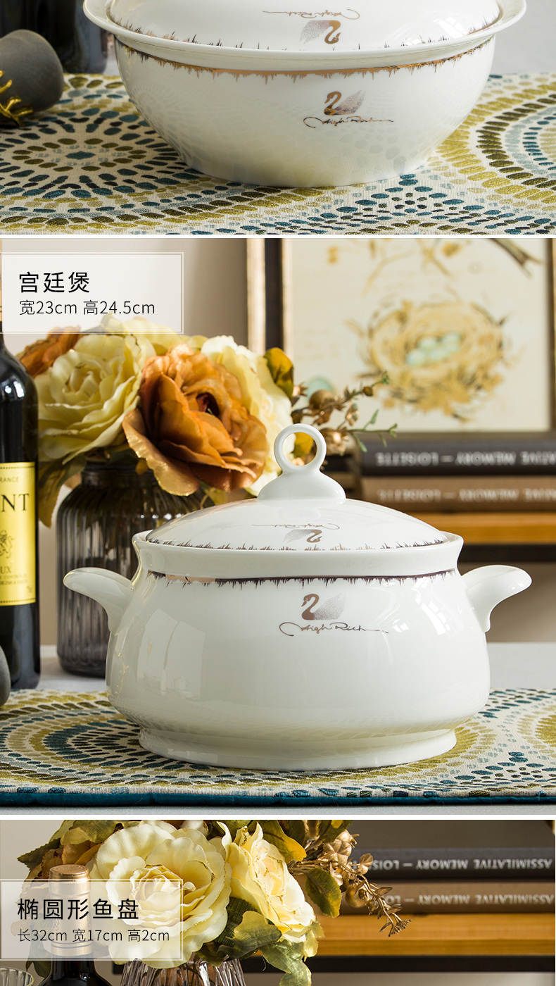 For household jobs the tableware suit European yellow gold dishes dishes dishes soup bowl Nordic rice bowl chopsticks