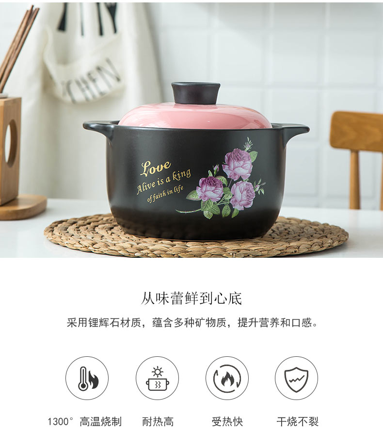 Ming l casseroles, high temperature resistant crock soup pot small ceramic casserole pot soup pot stew flame household gas soup pot