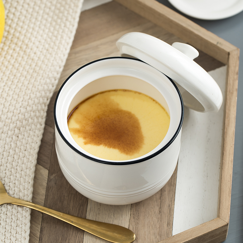 Ming up with cover ceramic cup water stew stewed bird 's nest small steamed egg to use double cover household stew pot soup bowl bladder