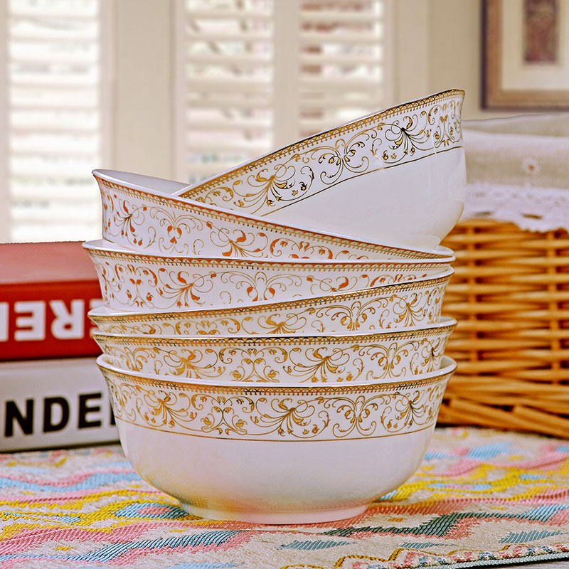Four, jingdezhen ceramic rainbow such as bowl 6 inches dishes suit large soup bowl mercifully rainbow such as bowl to eat bread and butter yellow up phnom penh
