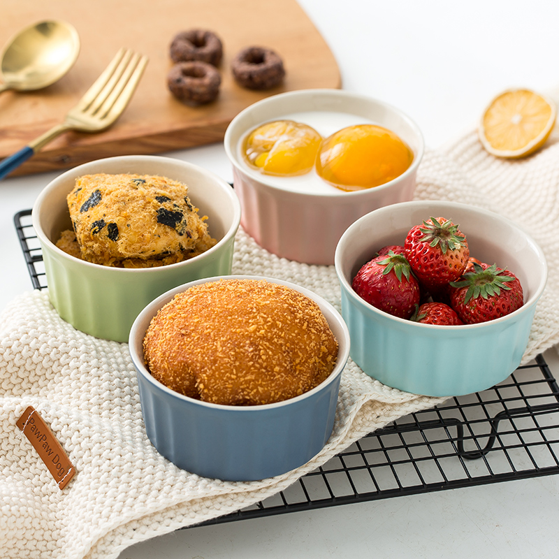 Ceramic creative double peel milk dessert bowl shu she lovely steamed pudding cup cake to use oven mold baking dish
