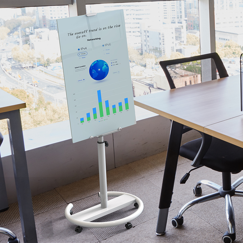 Fast flower cottage round base Tempered glass whiteboard bracket type teaching conference office training magnetic blackboard