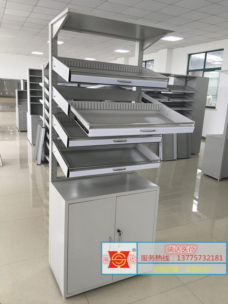 Hospital Western Medicine Rack Hospital Pharmacy Cabinet Hospital Medicine Rack Medicine Cabinet Rotary Deposit Rack Single-sided Medicine Tray Shelf 5 Pan