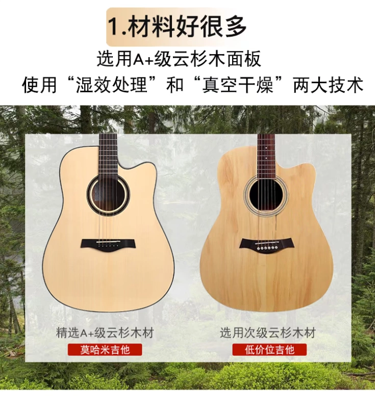 Mohama đơn ban nhạc guitar guitar mới bắt đầu học sinh nam và nữ đầu ngón tay 41 inch itan nhạc cụ trái cây gỗ hoang đàng - Nhạc cụ phương Tây