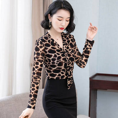 A new long-sleeved women's tulle top for the autumn collection of 2026. It features a fleece and slimming V-neck. Pair it with a base layer and a stylish floral blouse