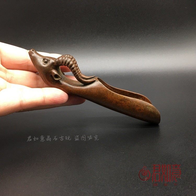 Seiko copper antelope head tea spoon tea spatula antique tea small spatula copper tea spatula retro divine beast tea set tea ceremony supplies