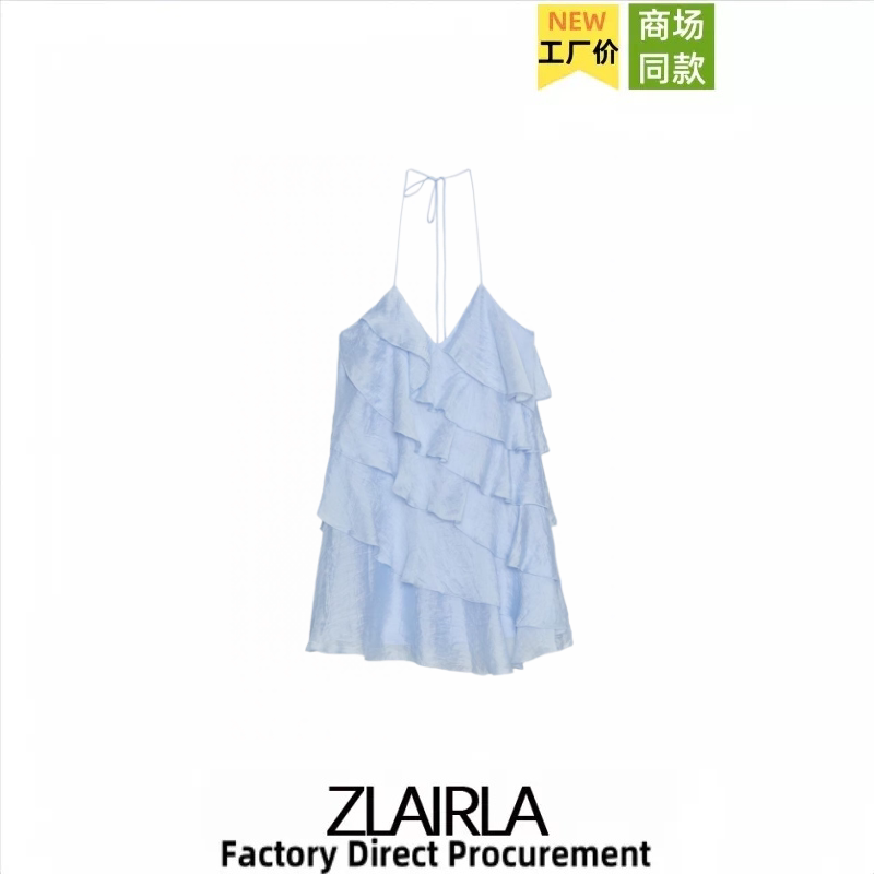 Za Women's Clothing Summer New Arrival Vacation Style Sexy Backless V-Neck Layered Decorative Short Strap Dress 5029238