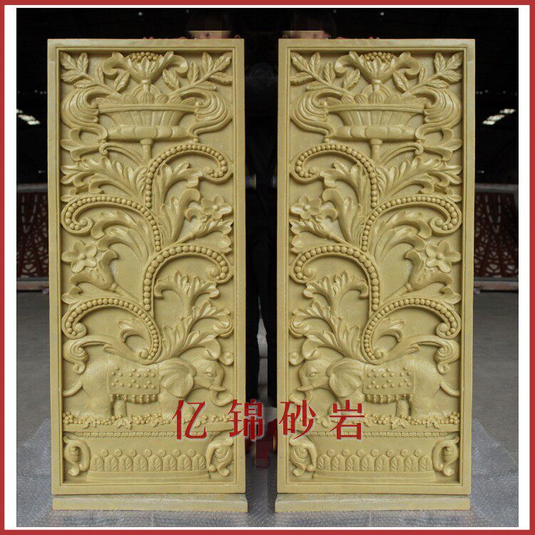100 million Gin Sandstone Sculpture Relief Hotel Villa Interior Exterior Genguan Eurostyle Screen Decoration Mural Small Elephant Hollowed-out Plate