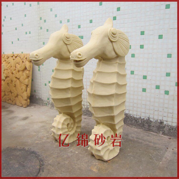 Yi Jin art sandstone water spray landscape sculpture Garden Water landscape Garden landscape Interior and exterior decoration decoration-Seahorse