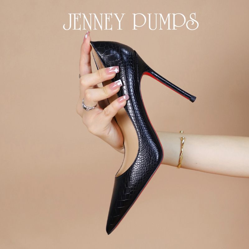Zhou Zhenjie Series [Step with Lightness] Crocodile Pattern Red-Soled High-Heeled Shoes, Stiletto Pointed Toe Genuine Leather Professional Shoes