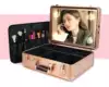 Makeup box with lock and light Three-tone light charging large capacity makeup artist professional portable makeup tool storage box
