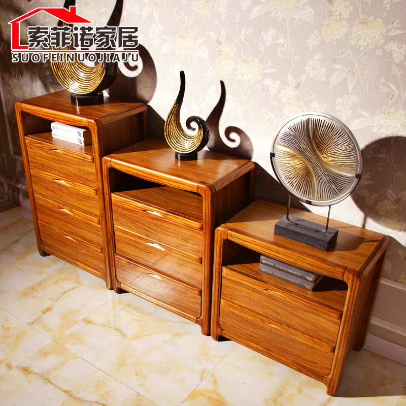 Trung Quốc mới gỗ rắn ba 3 4 4 5 5 ngăn kéo tủ đơn giản tủ lưu trữ đơn giản màu gỗ mun nội thất phòng ngủ hiện đại - Buồng