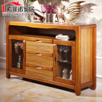 New Chinese solid wood side cabinet cupboard glass locker modern simple living room dining room set of furniture