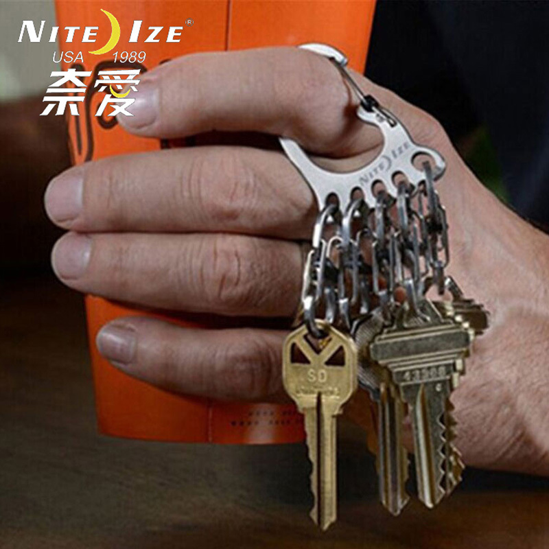 NiteIze nai Love outdoor with lock large foot girl stainless steel buckle 8 word button stainless steel key buckle combined buckle-Taobao