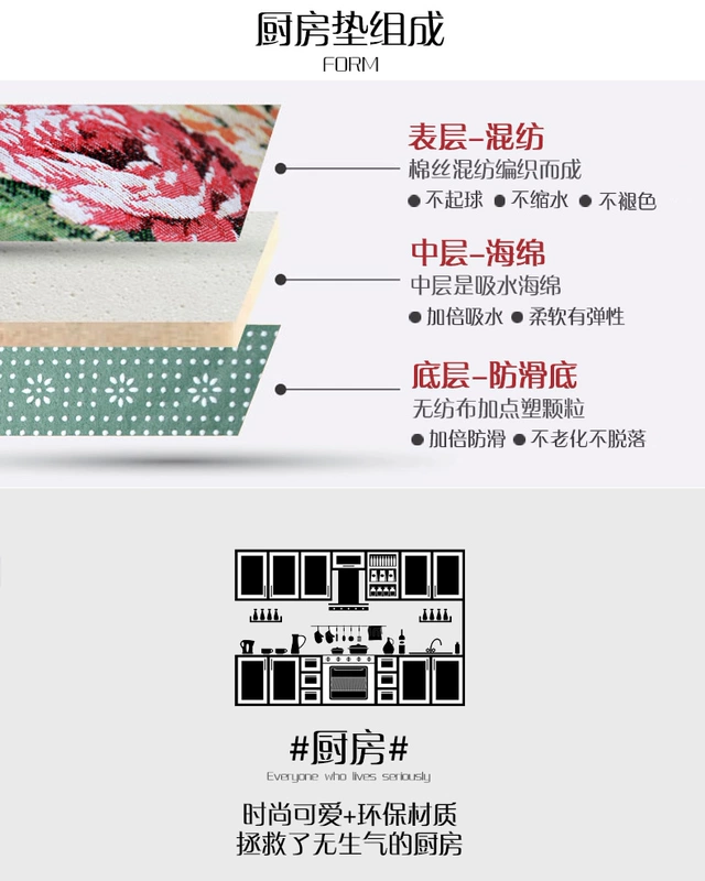 Zhonghong Long dải bếp thảm phòng khách Thảm chống trượt Thảm vải cửa Cửa phòng ngủ Phòng ngủ Phòng tắm - Thảm sàn