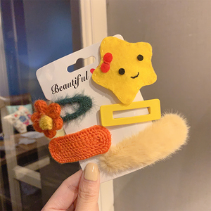 【晶之蓝】ins毛绒发夹网红边夹发卡