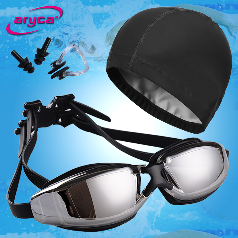 Swimming goggles HD waterproof anti-fog myopia large-frame swimming glasses electroplating adult men and women flat swimming goggles with degree