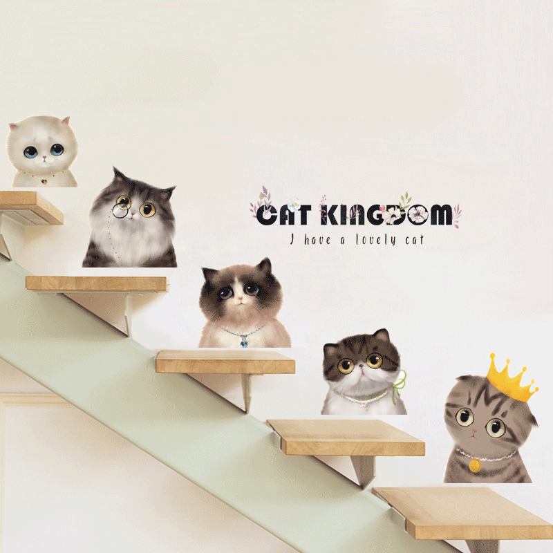 3d three-dimensional cat wall sticker net red bedroom dormitory background wall stairs wall room decoration self-adhesive painting