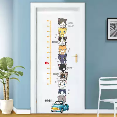 Cute cat height ruler sticker boy children's room bedroom bedside door stickers self-adhesive wall stickers